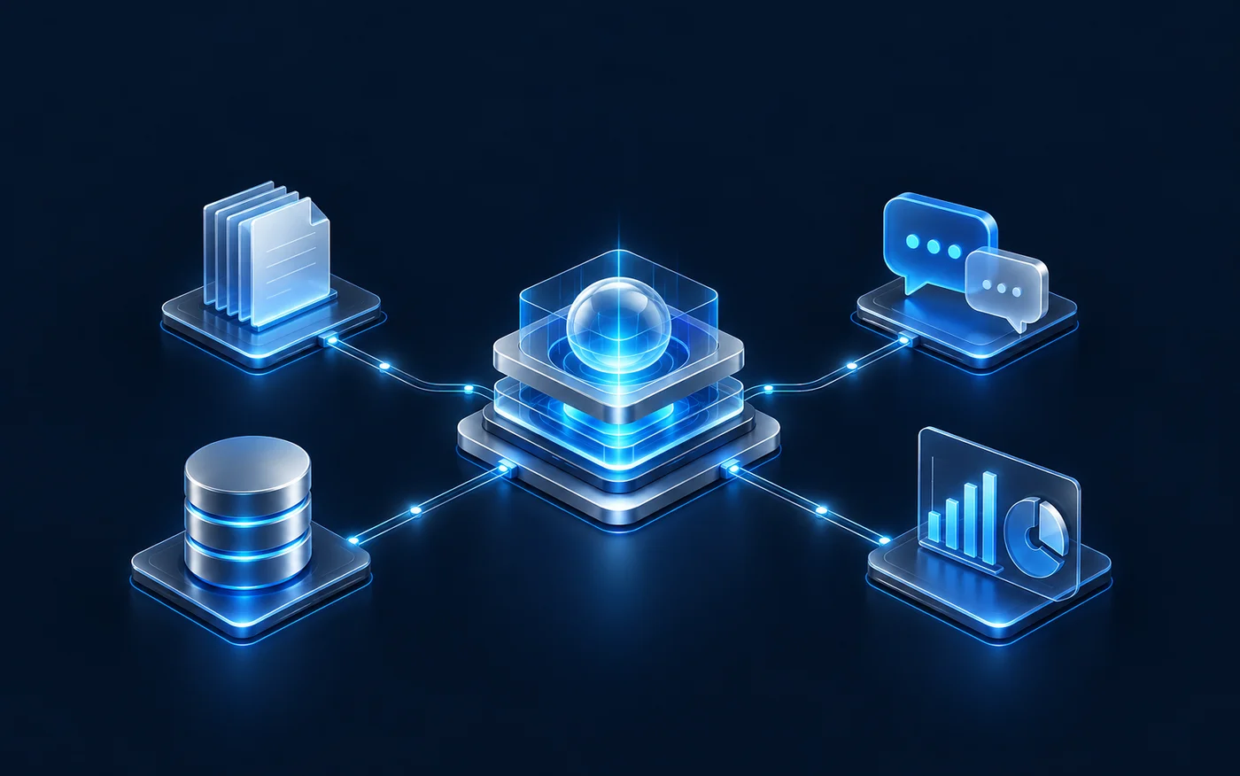An intelligence engine connecting documents, conversations, business data and analytics