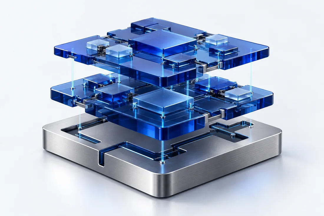 Interlocking glass software modules on a precision metal foundation